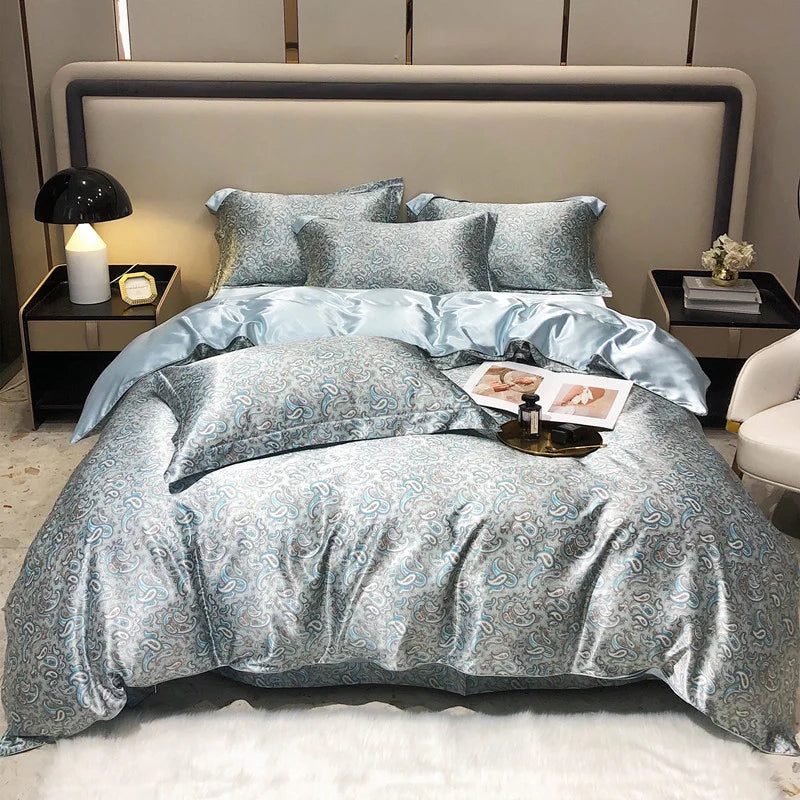 Luxury Blending Mulberry Silk Bedding Set with Duvet Cover Bed Sheet Pillowcase Double Couple Single Summer Blanket Cover Sheets