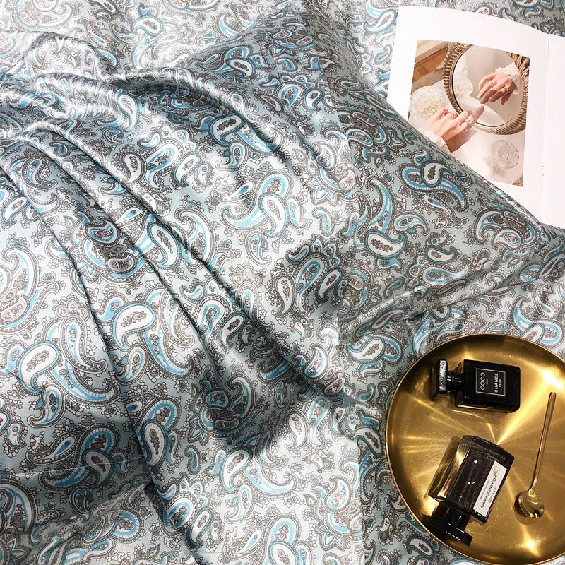Luxury Blending Mulberry Silk Bedding Set with Duvet Cover Bed Sheet Pillowcase Double Couple Single Summer Blanket Cover Sheets