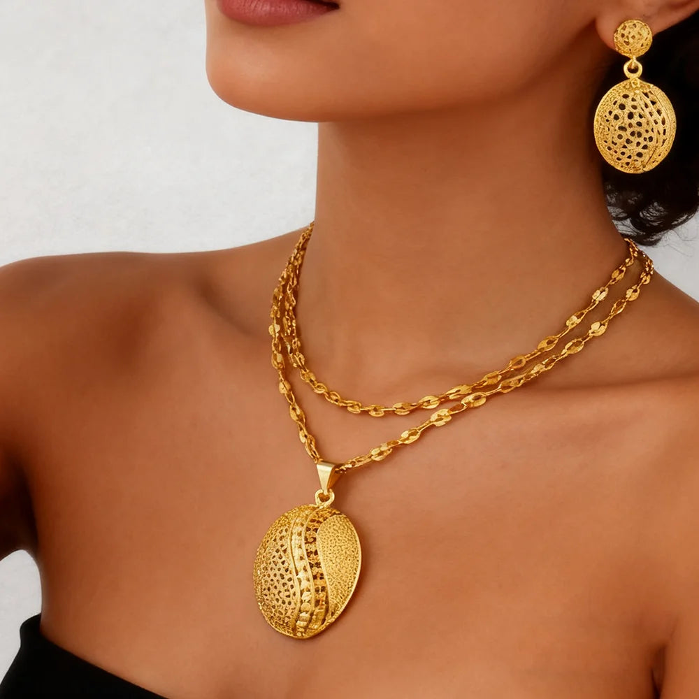 dubai jewelry gold sets Necklace and earrings set for women high quality plated jewelry sets weddings mother gifts Accessories