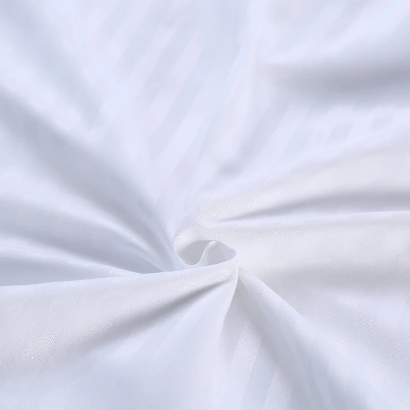 3Pcs White Satin Stripe Hotel Style Duvet Cover Set, Breathable Soft Fabric, 1 Duvet Cover 2 Pillowcases (Without Filler),