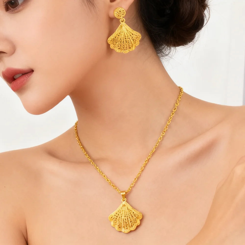 dubai 18k gold color jewelry set for woman wedding party necklace earrings sets indian jewelry set free shipping Wholesale