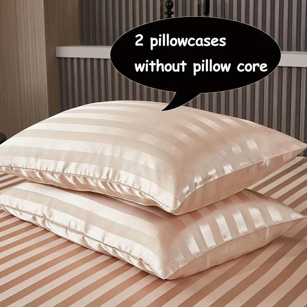 3 pieces of simple and classic satin striped duvet cover set, suitable for bedrooms, dormitories and hotels, holiday gifts