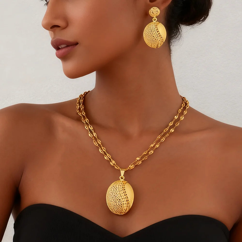 dubai jewelry gold sets Necklace and earrings set for women high quality plated jewelry sets weddings mother gifts Accessories