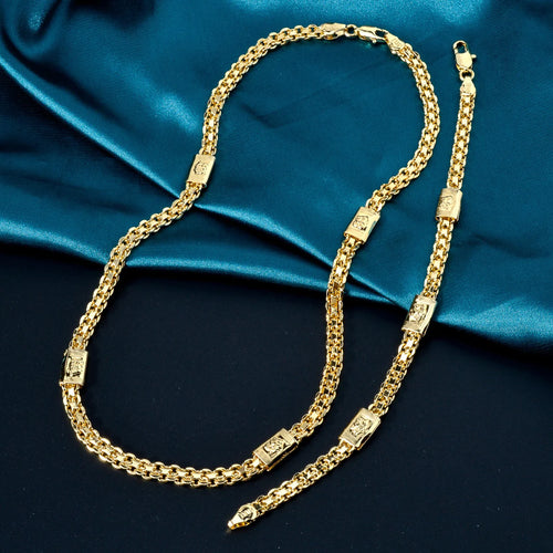 18K Gold Plated Italian Style Necklace & Bracelet Set