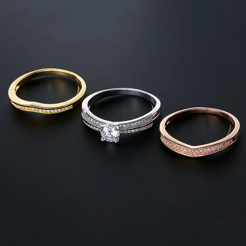 18K Multi Gold Ring 3pc Set for Women Natural Diamond with Diamond Jewelry Anillos De Bizuteria Anillos Mujer Gemstone Rings Box