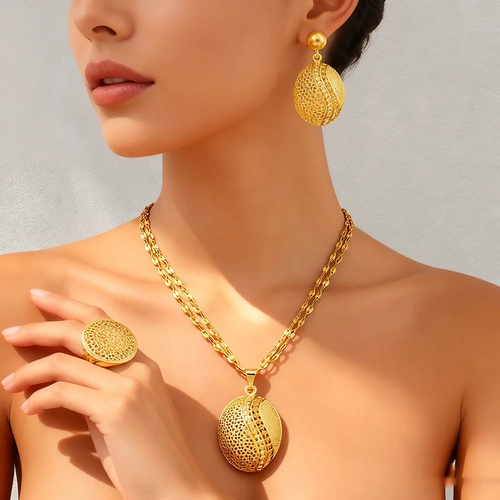 dubai jewelry gold sets Necklace and earrings set for women high quality plated jewelry sets weddings mother gifts Accessories