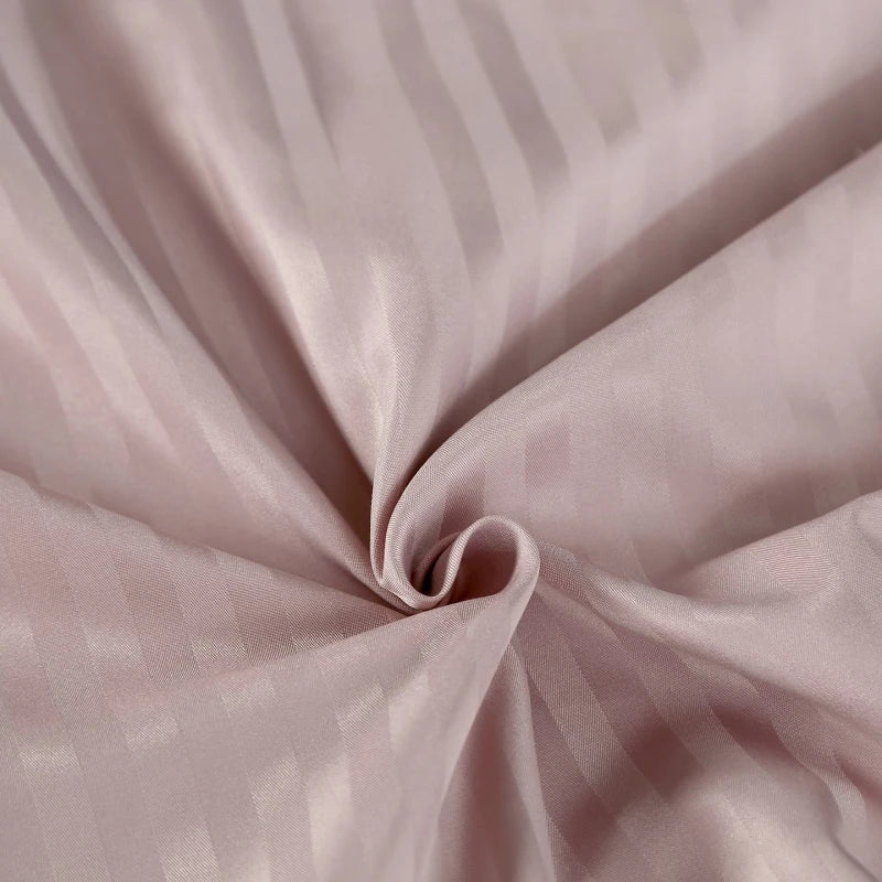 3Pcs White Satin Stripe Hotel Style Duvet Cover Set, Breathable Soft Fabric, 1 Duvet Cover 2 Pillowcases (Without Filler),