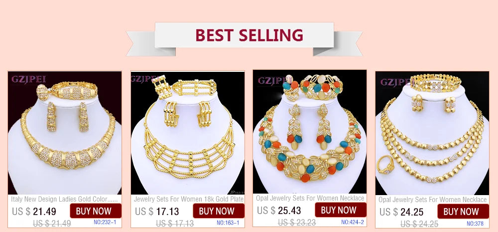 Gold Color Jewelry Sets For Women Necklace Sets For Women bijoux de mode ensembles de bijoux