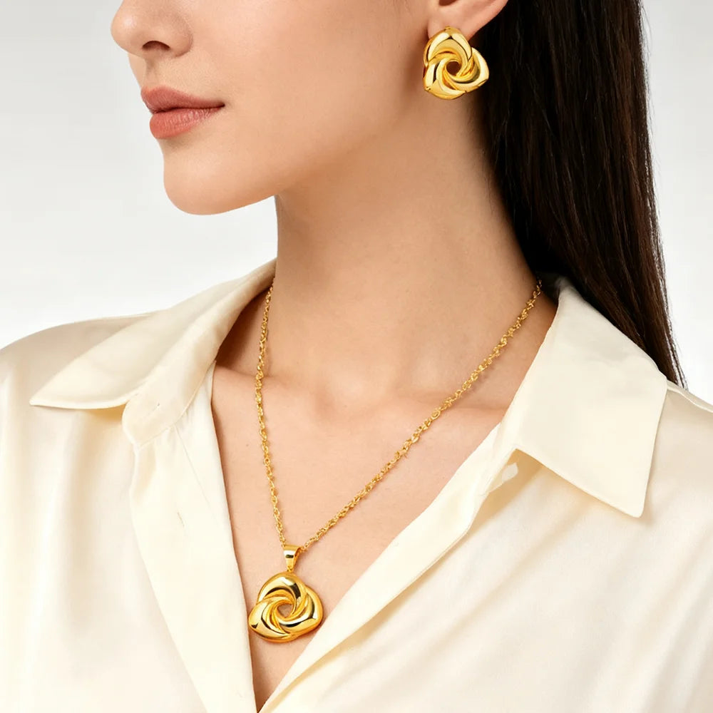 dubai 18k gold color jewelry set for woman wedding party necklace earrings sets indian jewelry set free shipping Wholesale