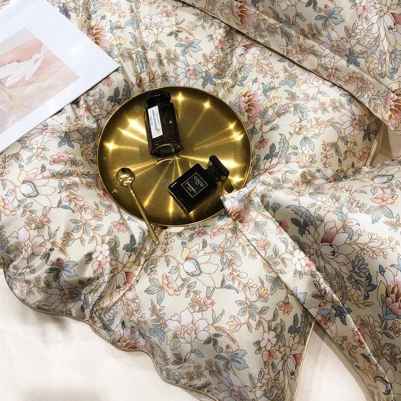 Luxury Blending Mulberry Silk Bedding Set with Duvet Cover Bed Sheet Pillowcase Double Couple Single Summer Blanket Cover Sheets