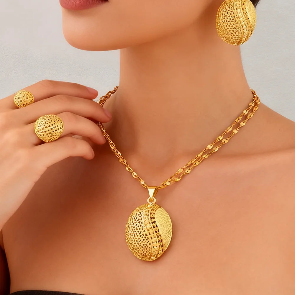 dubai jewelry gold sets Necklace and earrings set for women high quality plated jewelry sets weddings mother gifts Accessories