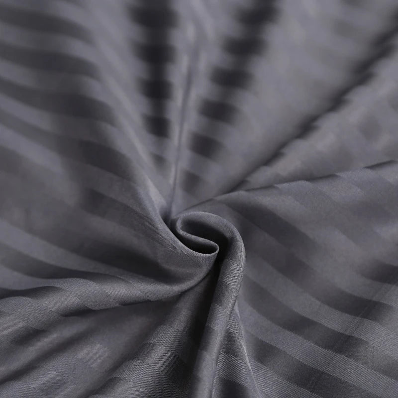 3Pcs White Satin Stripe Hotel Style Duvet Cover Set, Breathable Soft Fabric, 1 Duvet Cover 2 Pillowcases (Without Filler),