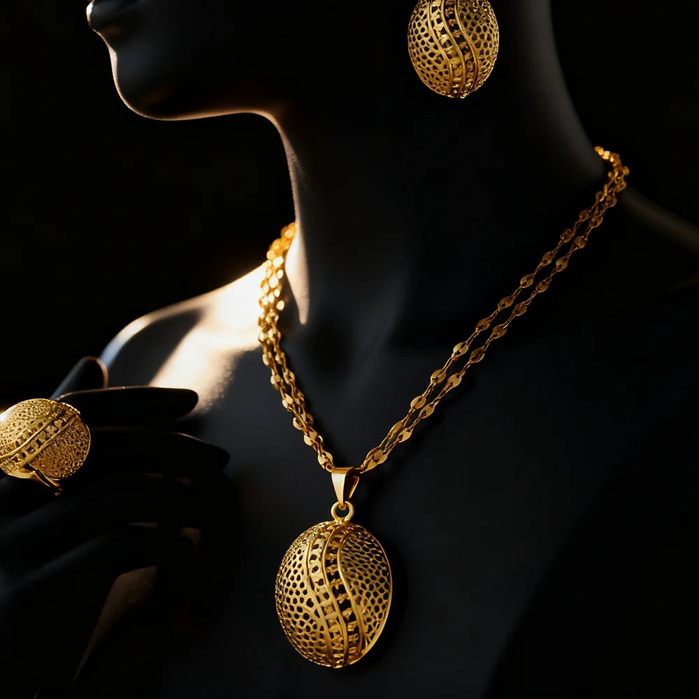 dubai jewelry gold sets Necklace and earrings set for women high quality plated jewelry sets weddings mother gifts Accessories