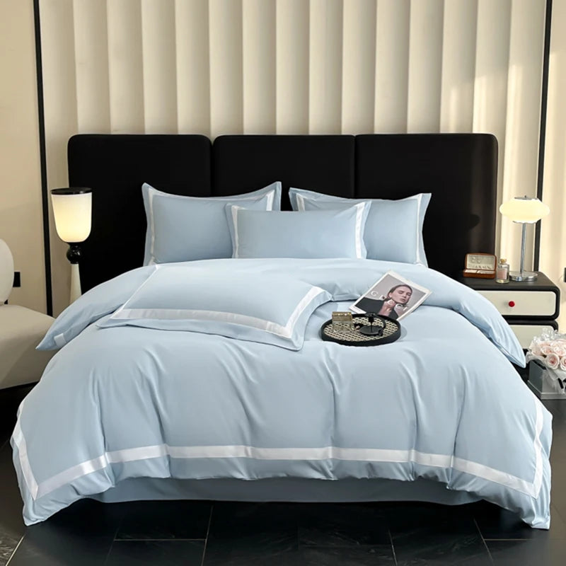 Luxury Hotel Bedding Sets Thick Brushed Bed Sheets White Duvet Cover Set Pillowcase Four Piece Fully Enclosed for Home Gift