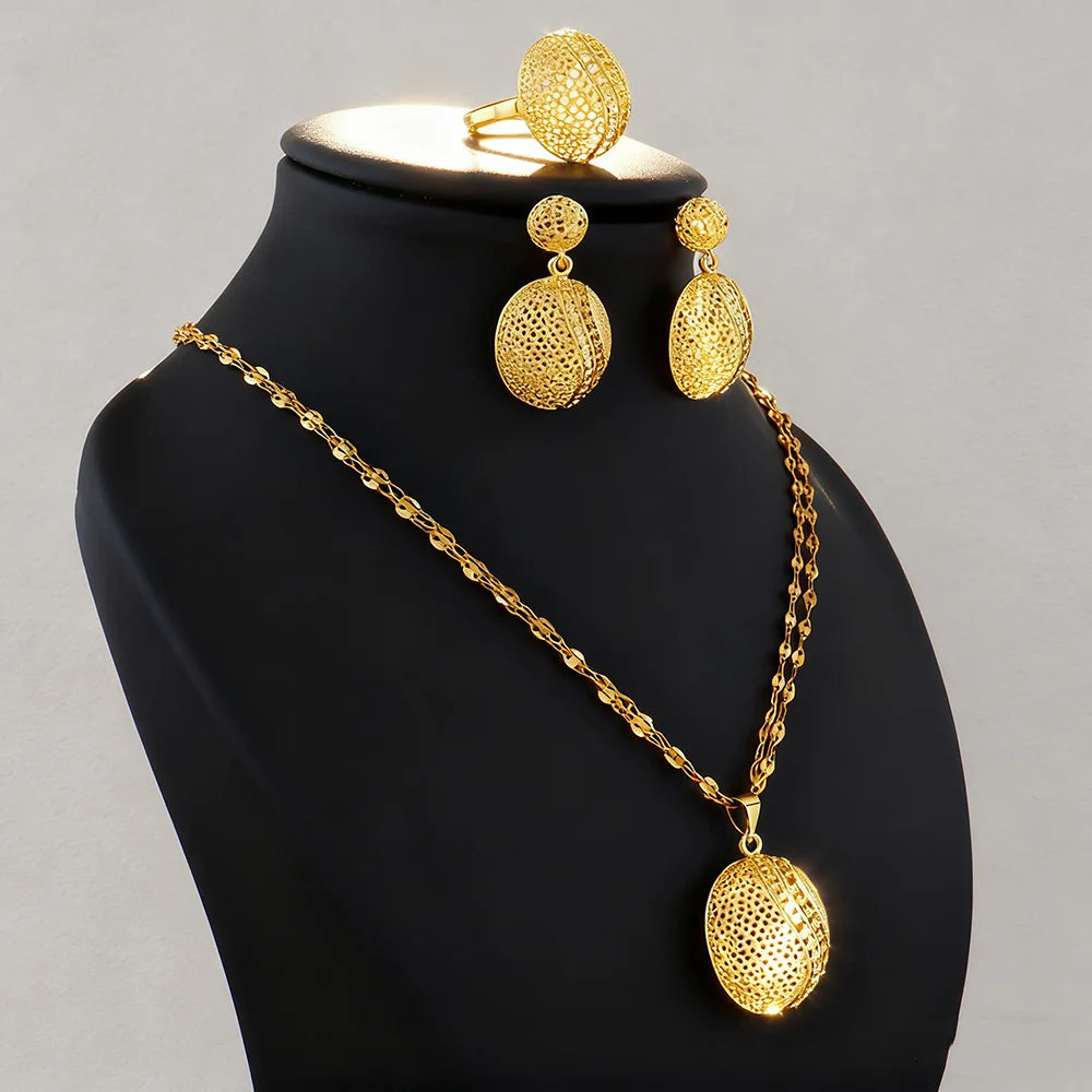 dubai jewelry gold sets Necklace and earrings set for women high quality plated jewelry sets weddings mother gifts Accessories